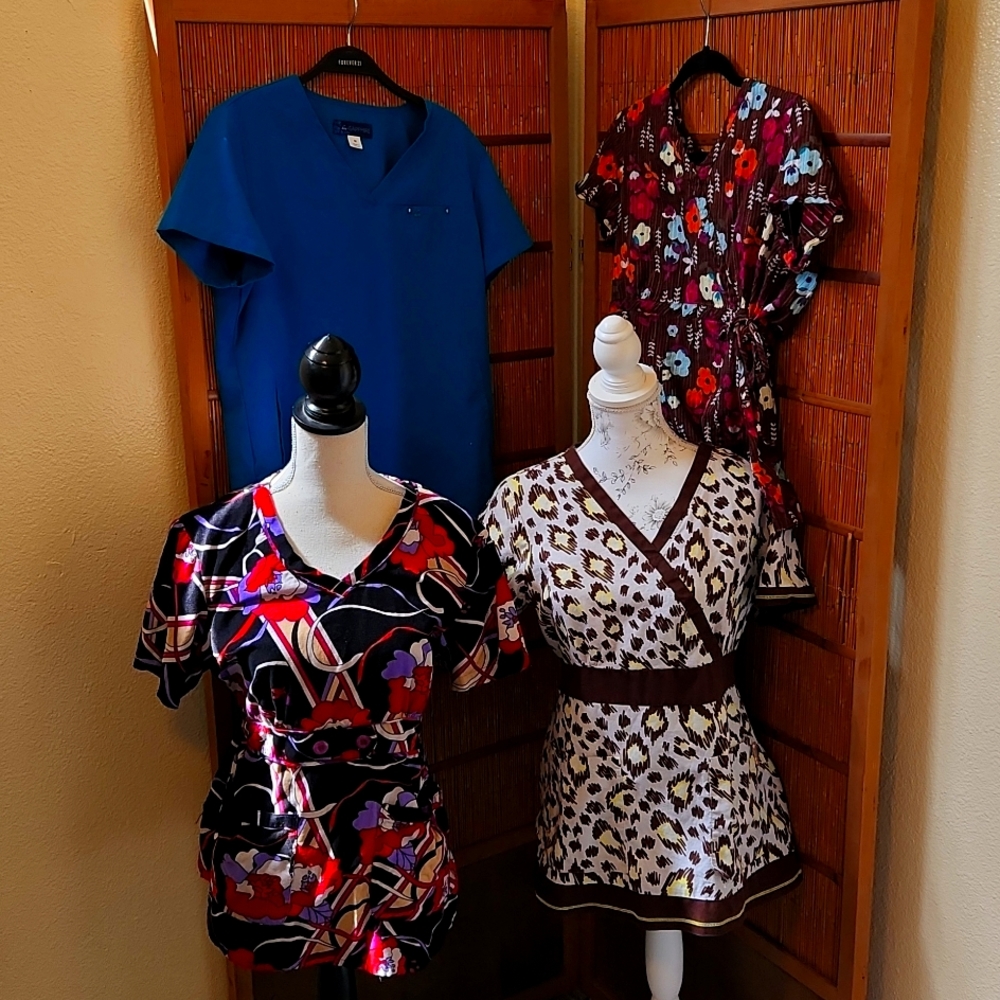 Koi Med. And Large scrub Nurse Tops  4 in 1 lot.